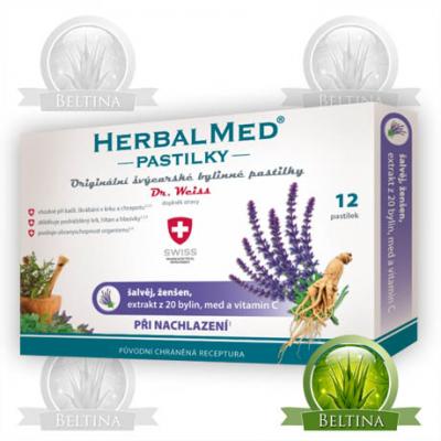 HerbalMed pastilky Dr.Weiss 12 - Šalvěj+ženšen+vitamin C při nachlazení