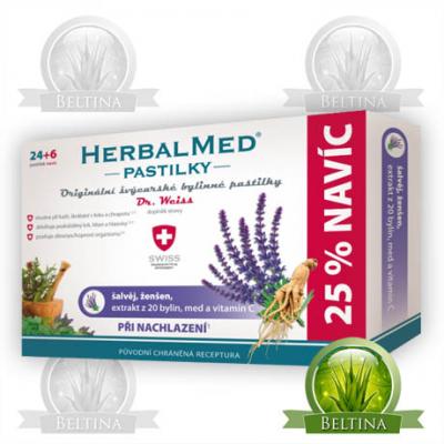 HerbalMed pastilky Dr.Weiss 24+6 - Šalvěj+ženšen+vitamin C při nachlazení