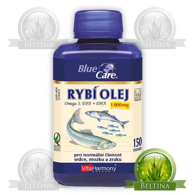 Rybí olej 1000 mg BLUE CARE - Omega 3 EPA + DHA - XXL economy balení 150 tobolek